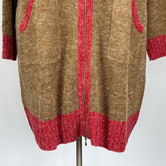 Linea Leisure by Louis Dell Olio Brown Red Double Zip Long Cardigan size 3X - Picture 3 of 16